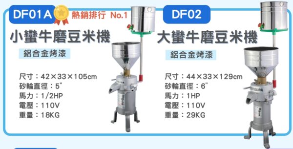 DF01A (1/2HP) 小蠻牛磨豆米機：圖片 2